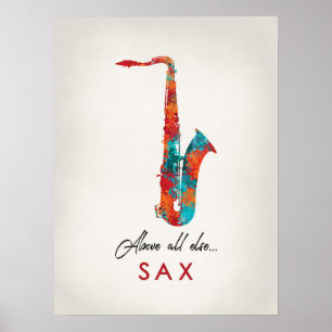 Poster Saxofone - Música Colorida Brilhante