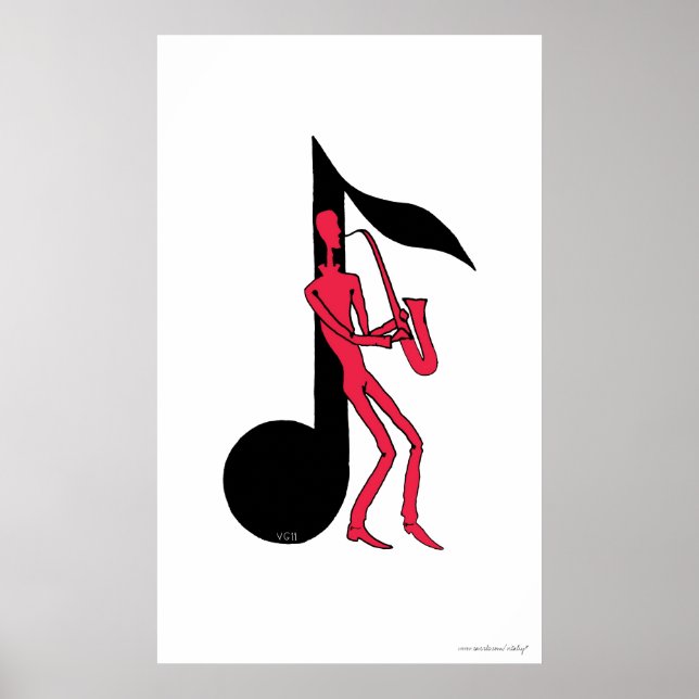 Poster Saxofone tocando pintura caneta (Frente)