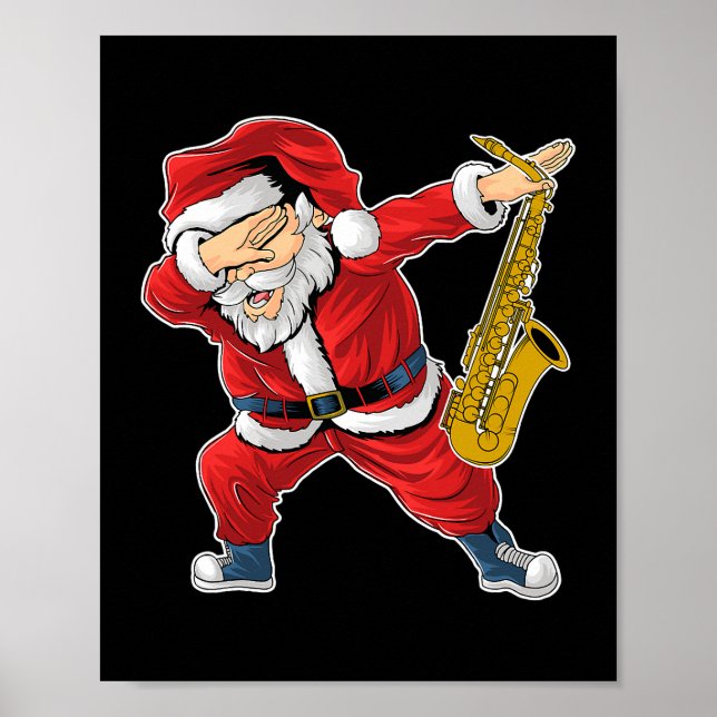 Poster Saxofonista Santa Claus Saxofone Jazz e Blues M (Frente)