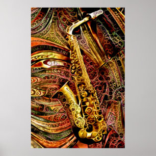 Poster Saxófono ornamentais