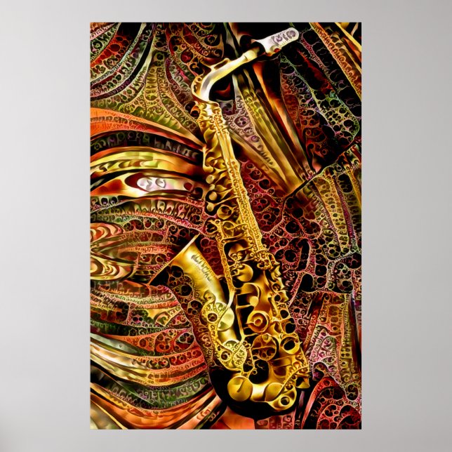 Poster Saxófono ornamentais (Frente)