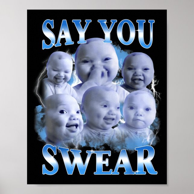 Poster Say You Swear Ai Niche Baby Holding Back Laugh Gen (Frente)