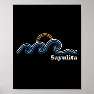 Poster Sayulita México Ondas de Surf Praia do Pôr do Sol