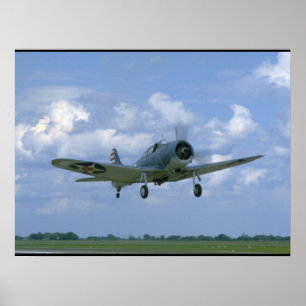 Poster SBD de Douglas Dauntless, voando, planos de