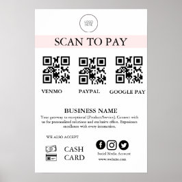 Poster Scan to Pay Sign QR Code Payment Sign for Small Bu