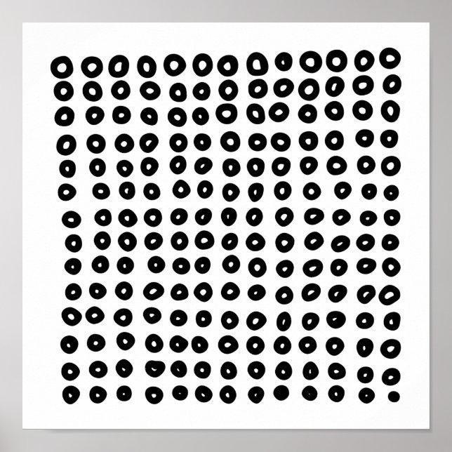 Poster Scandinavian Black White Abstract Circle Rows Art (Frente)