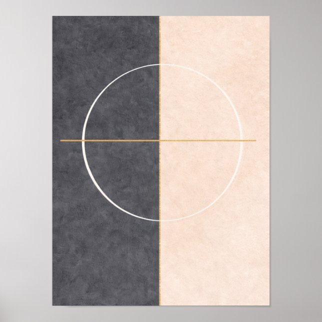 Poster Scandinavian Geometric Wall Art – Beige & Grey  (Frente)
