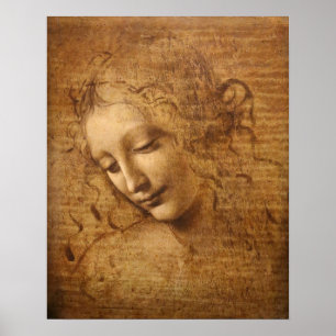Poster Scapigliata, Cabeça de uma Mulher de Leonardo da V