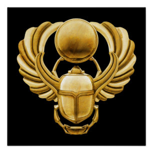 Pôster Scarab Egípcio Dourado