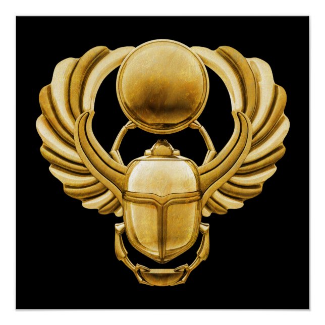 Pôster Scarab Egípcio Dourado (Frente)
