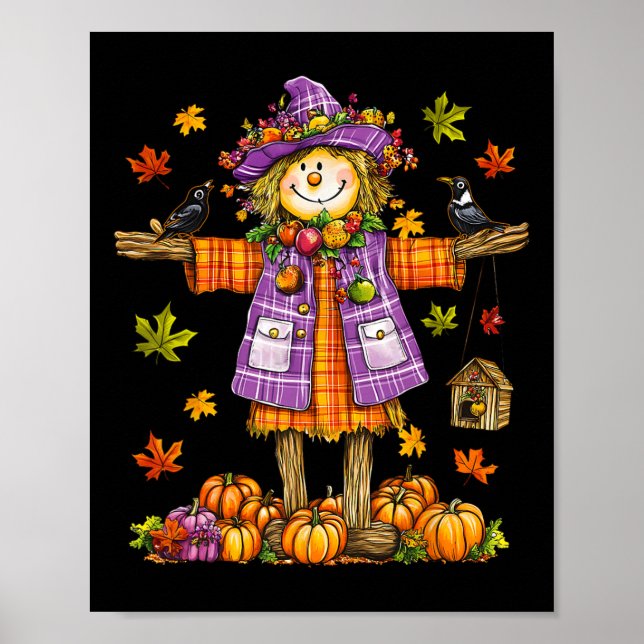 Poster Scarecrow Autumn Fall Season Pumpkin Ação de Graça (Frente)