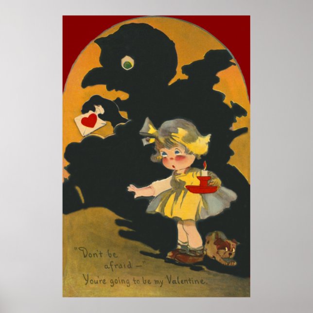 Poster Scared Girl Puppy Dog Monster Valentine (Frente)