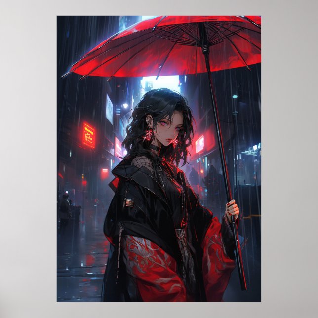 Poster Scarlet Serenade: Senhora da Noite Cyberpunk (Frente)
