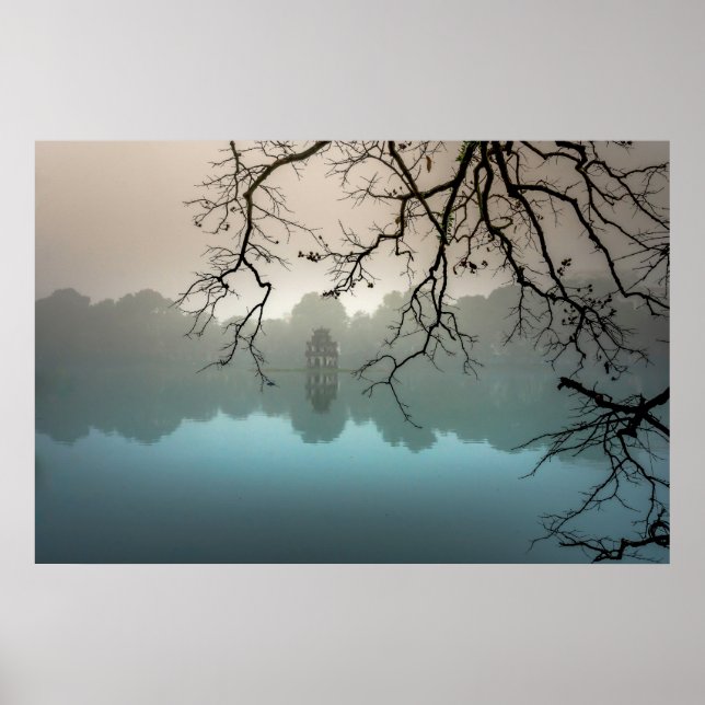 Poster Scary castle in a spooky lake (Frente)