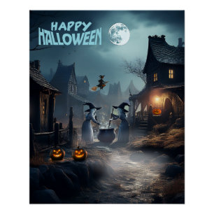 Pôster Scary Halloween Witches Lane