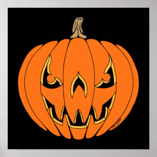 Poster Scary Jack-o'-Lantern Halloween Design