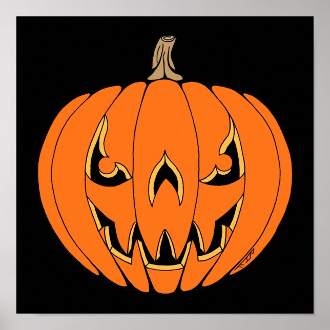 Poster Scary Jack-o'-Lantern Halloween Design (Frente)