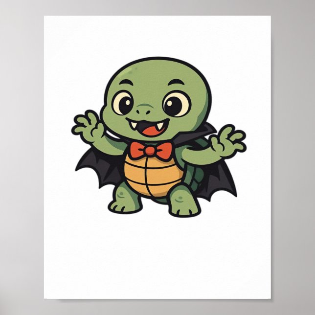 Poster Scary turtle vampire Halloween Oversized T-Shirt (Frente)
