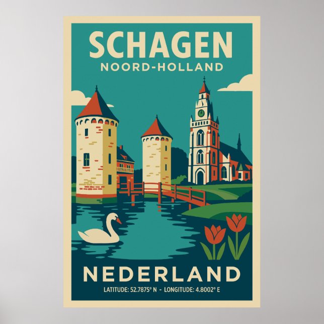 Poster Schagen, Noord Holland - Nederland Travel (Frente)