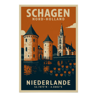 Pôster Schagen Nord Holland Niederlande Reiseplakat
