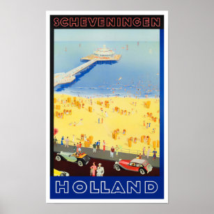 Poster Scheveningen Holland viagens vintage