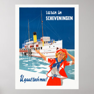 Poster Scheveningen Netherlands Viagens vintage