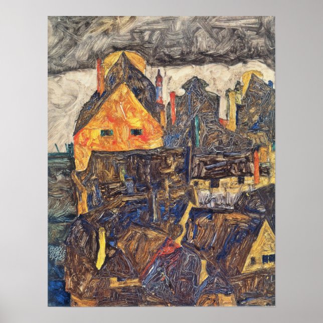Poster Schiele - A Cidade Velha (Cidade Morta) 1912 (Frente)