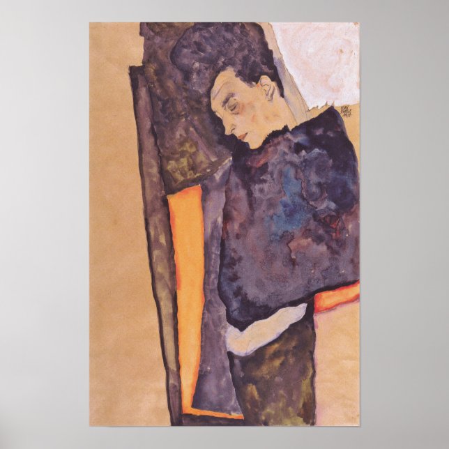 Poster Schiele - A Mãe Adormecida do Artista 1911 (Frente)