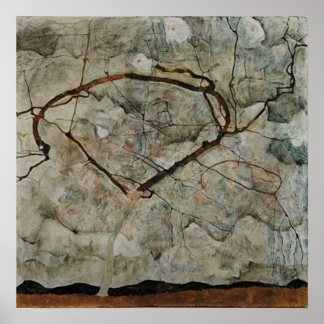 Poster Schiele - Árvore de Outono no Ar Agitado (Árvore d (Frente)