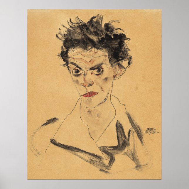 Poster Schiele - Autorretrato 1912 (Frente)