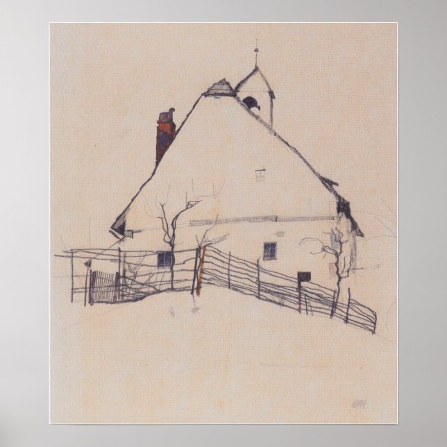 Poster Schiele - Casa com Torre do Sino 1912 (Frente)