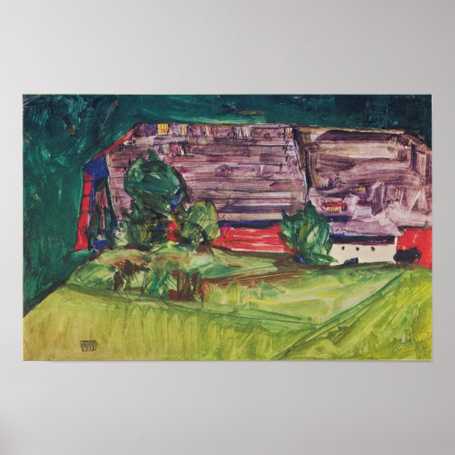 Poster Schiele - Casa Rural Em Uma Paisagem (Frente)
