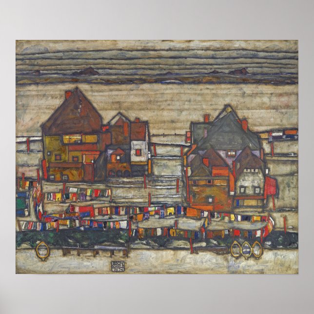 Poster Schiele - Casas Coloridas 1914 (Frente)