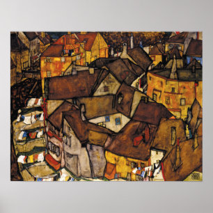 Poster Schiele - Casas Krumau Crescent (Pequena Cidade)