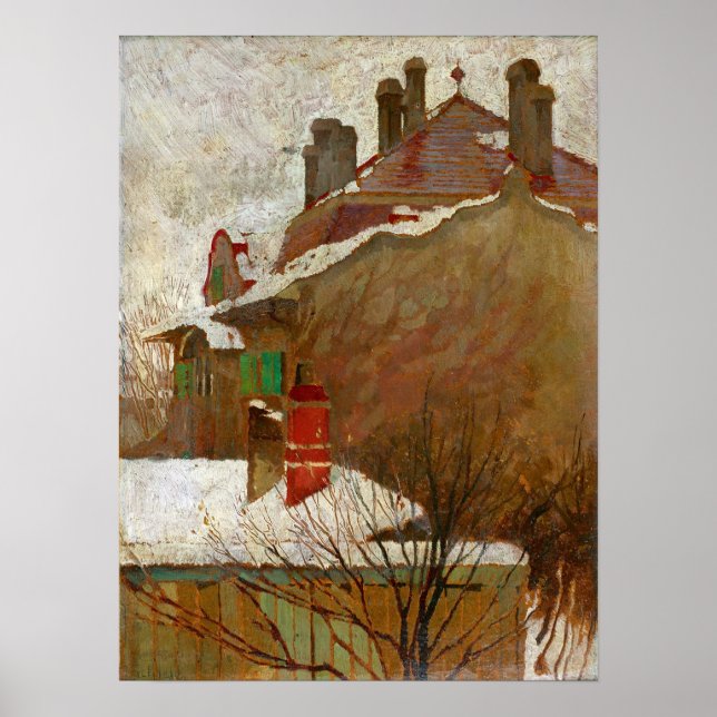 Poster Schiele - Casas No Inverno (Vista Do Estúdio) (Frente)
