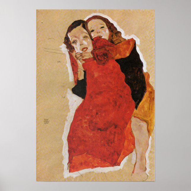 Poster Schiele - Duas Meninas (Frente)