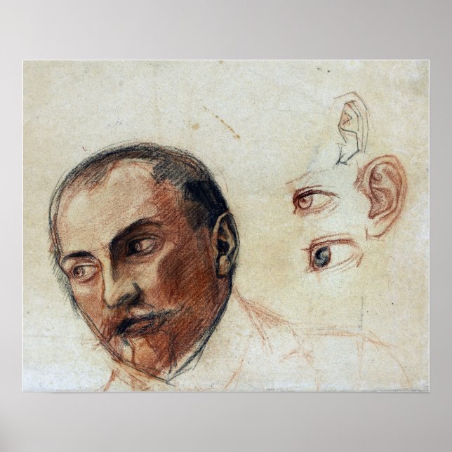 Poster Schiele - Folha de Estudo (Cabeça Olhos Ouvidos) 1 (Frente)