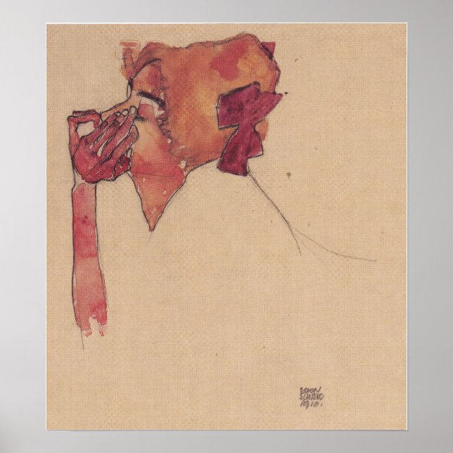 Poster Schiele - Gerti com Rede no Cabelo 1910 (Frente)