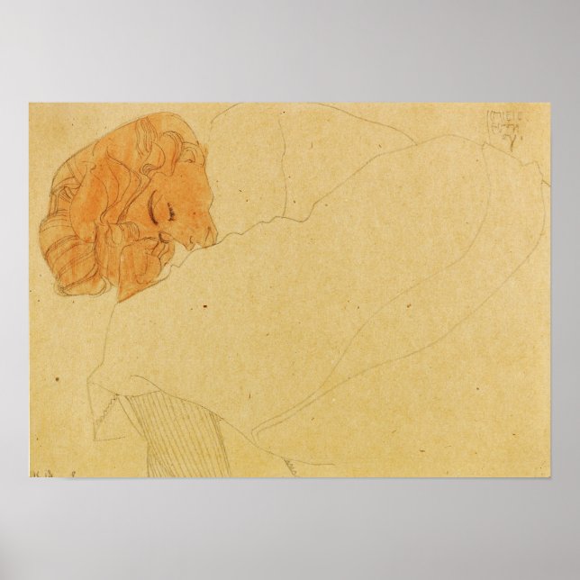Poster Schiele - Menina Adormecida 1908 (Frente)