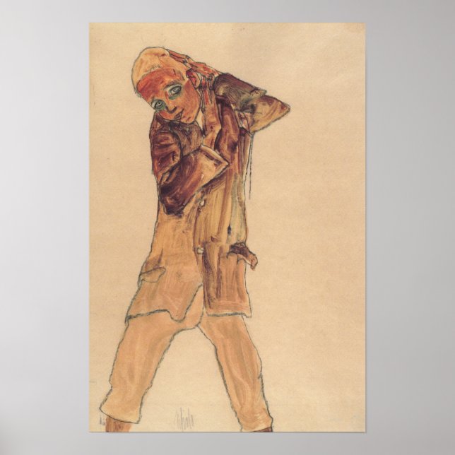 Poster Schiele - Menino com saia longa 1910 (Frente)