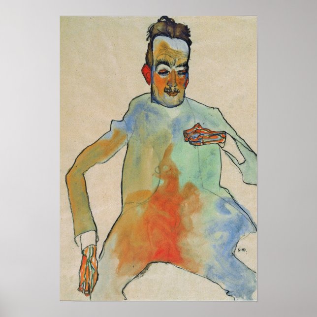 Poster Schiele - O Tocador de Violoncelo 1910 (Frente)