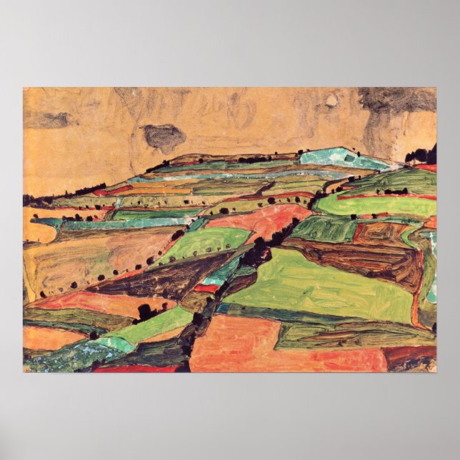 Poster Schiele - Paisagem de Campo 1910 (Frente)