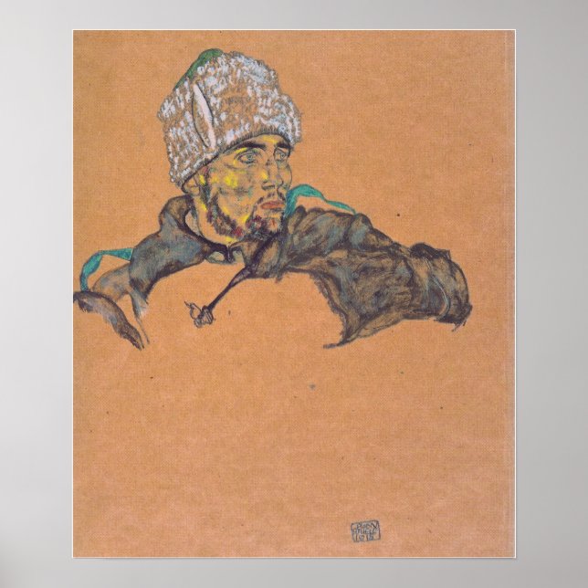 Poster Schiele - Prisioneiro de Guerra Russo Com Chapéu d (Frente)