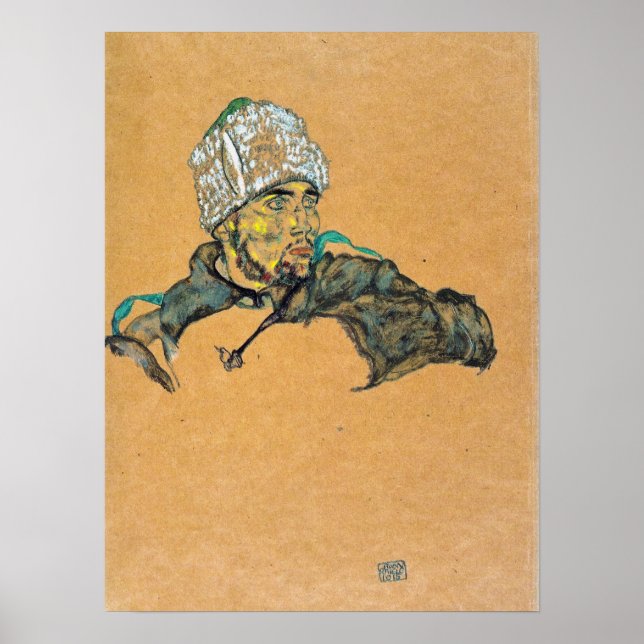Poster Schiele - Prisioneiro de Guerra Russo Com Chapéu d (Frente)