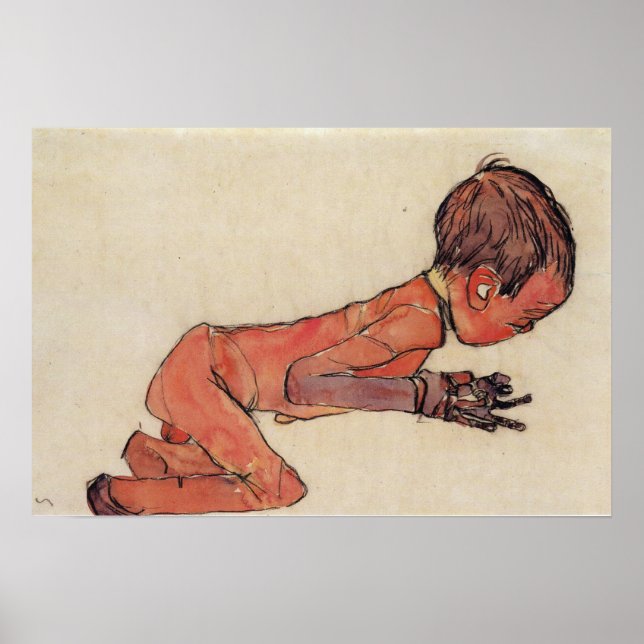 Poster Schiele - Recém-Nascido Com Pernas Dobradas 1910 (Frente)