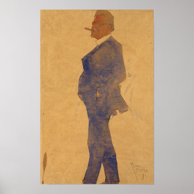 Poster Schiele - Retrato De Leopold Czihaczek 1908 (Frente)