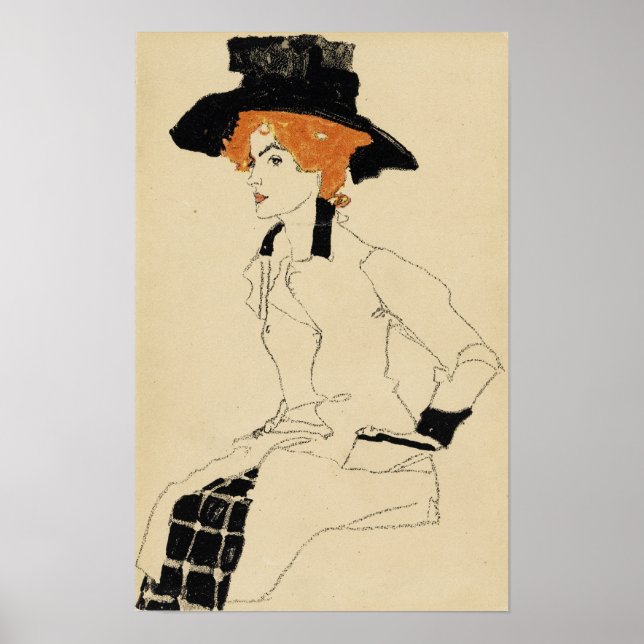 Poster Schiele - Retrato de uma Mulher (Frente)