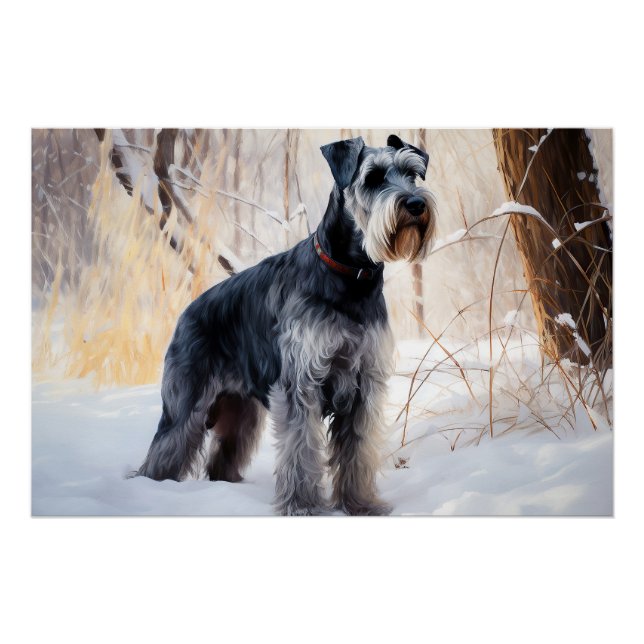 Pôster Schnauzer Deixar nevar o Natal (Frente)