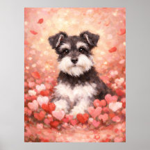 Schnauzer do Dia dos Namorados com Corações