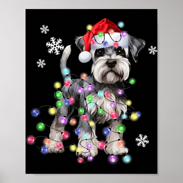 Poster Schnauzer Dog Reindeer Christmas Lights Ugly Xmas  (Frente)